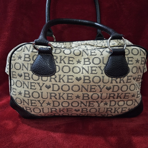 Dooney & Bourke Signature Vintage Fabric with Black Leather Trim Shoulder Bag - Picture 6 of 17